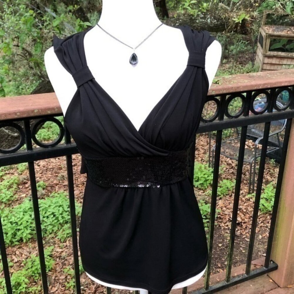 White House Black Market Black Blouse Small